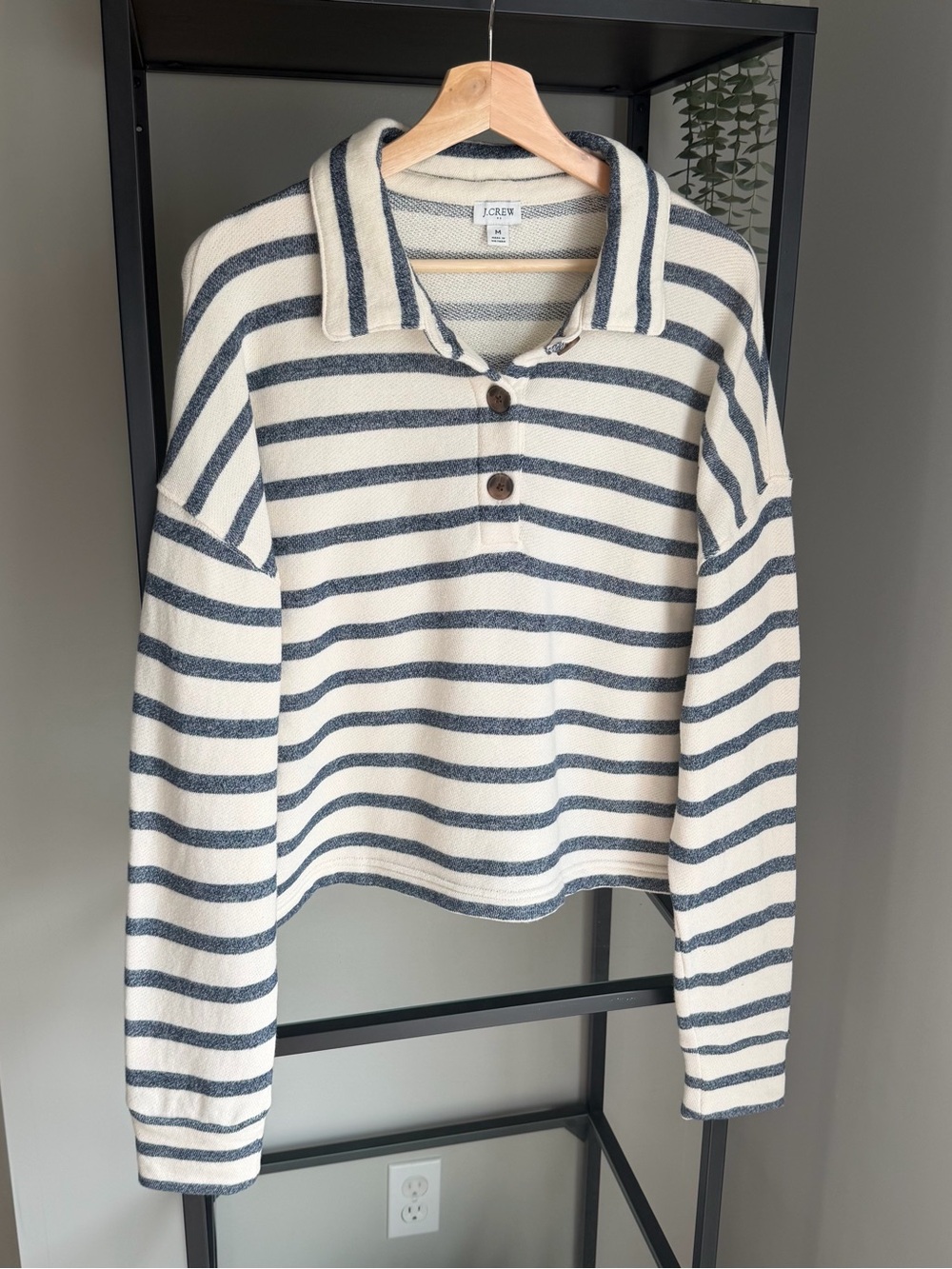 J. Crew Striped Polo Terry Sweatshirt